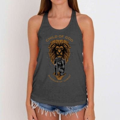 Child Of God Warrior Of Christ Jesus Christian Faith Graphic Women's Knotted Racerback Tank