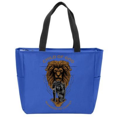 Child Of God Warrior Of Christ Jesus Christian Faith Graphic Zip Tote Bag