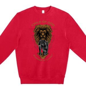 Child Of God Warrior Of Christ Jesus Christian Faith Graphic Premium Crewneck Sweatshirt