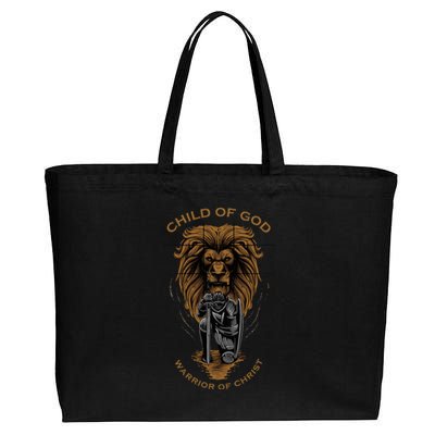 Child Of God Warrior Of Christ Jesus Christian Faith Graphic Cotton Canvas Jumbo Tote