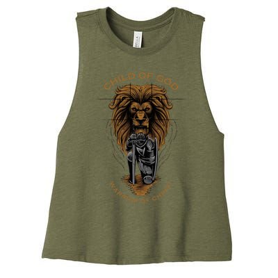 Child Of God Warrior Of Christ Jesus Christian Faith Graphic Women's Racerback Cropped Tank