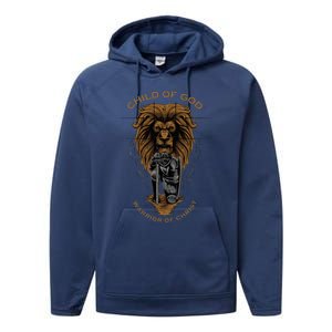 Child Of God Warrior Of Christ Jesus Christian Faith Graphic Performance Fleece Hoodie