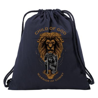 Child Of God Warrior Of Christ Jesus Christian Faith Graphic Drawstring Bag