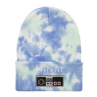 Cute Old Gamer Please Be Patient With Me Im From The 1900s Gift Tie Dye 12in Knit Beanie