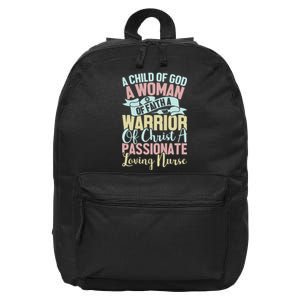 Child Of God Woman Of Faith Passionate Nurse Graphic 16 in Basic Backpack