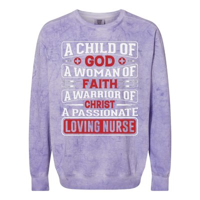 Child Of God Faithful Nurse Apparel Colorblast Crewneck Sweatshirt