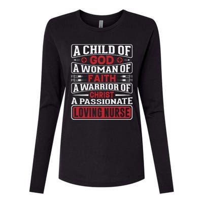 Child Of God Faithful Nurse Apparel Womens Cotton Relaxed Long Sleeve T-Shirt