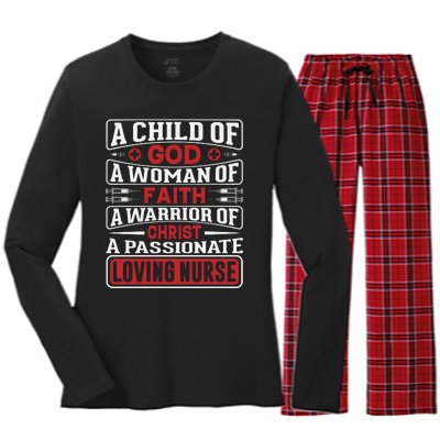 Child Of God Faithful Nurse Apparel Women's Long Sleeve Flannel Pajama Set 