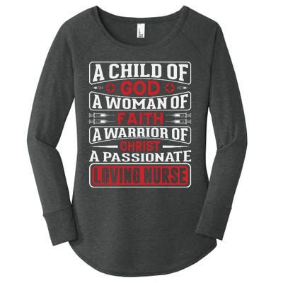 Child Of God Faithful Nurse Apparel Women's Perfect Tri Tunic Long Sleeve Shirt