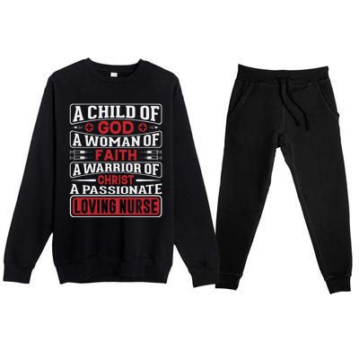 Child Of God Faithful Nurse Apparel Premium Crewneck Sweatsuit Set