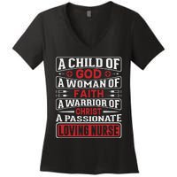 Child Of God Faithful Nurse Apparel Women's V-Neck T-Shirt