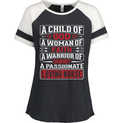 Child Of God Faithful Nurse Apparel Enza Ladies Jersey Colorblock Tee