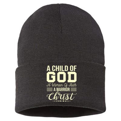 Child Of God Woman Of Faith Warrior Of Christ Sustainable Knit Beanie