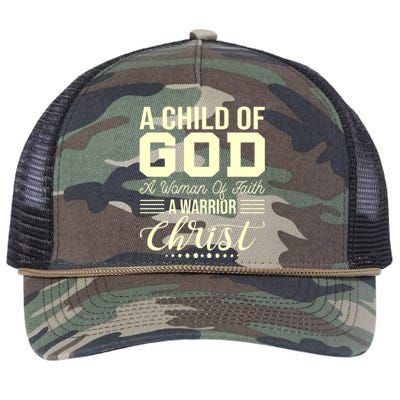 Child Of God Woman Of Faith Warrior Of Christ Retro Rope Trucker Hat Cap