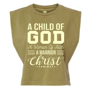 Child Of God Woman Of Faith Warrior Of Christ Garment-Dyed Women's Muscle Tee