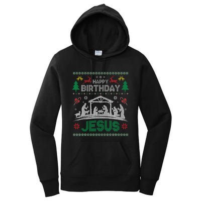 Christmas Outfit Happy Birthday Jesus Holiday Ugly Women's Pullover Hoodie