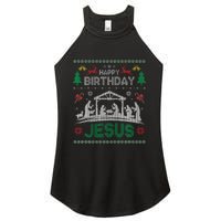 Christmas Outfit Happy Birthday Jesus Holiday Ugly Women's Perfect Tri Rocker Tank