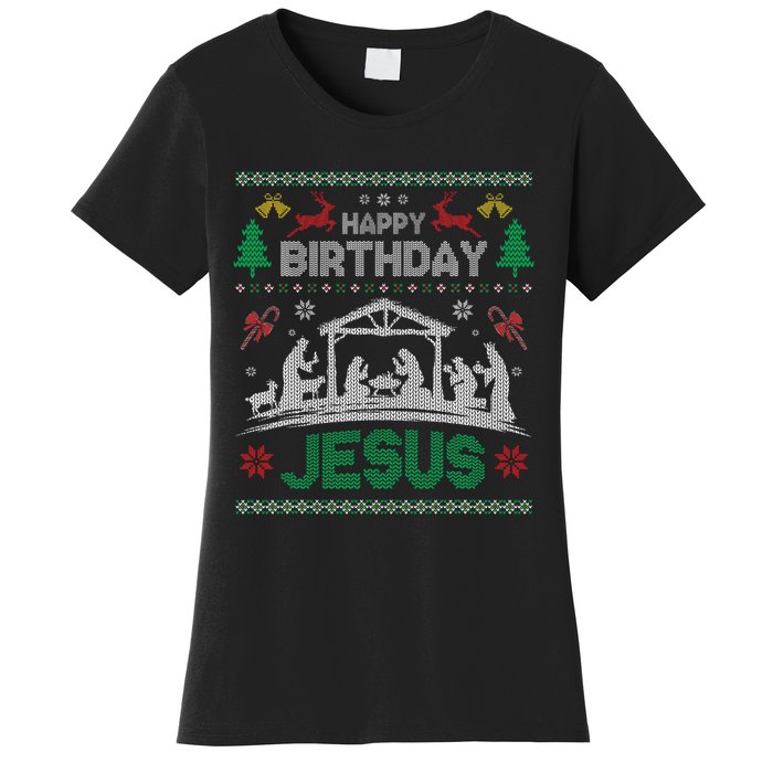 Christmas Outfit Happy Birthday Jesus Holiday Ugly Women's T-Shirt