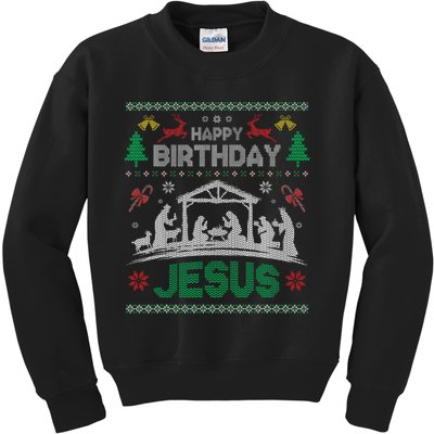 Christmas Outfit Happy Birthday Jesus Holiday Ugly Kids Sweatshirt