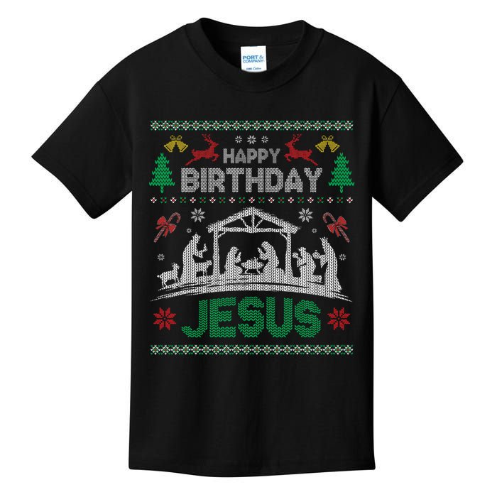 Christmas Outfit Happy Birthday Jesus Holiday Ugly Kids T-Shirt