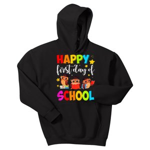 Cute Owls Happy First Day of School Students Parents Kids Hoodie