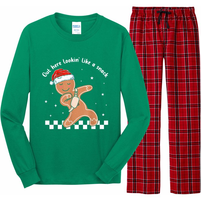 Christmas Out Here Looking Like A Snack Gingerbread Boujee Gift Long Sleeve Pajama Set