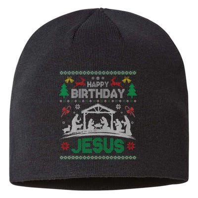 Christmas Outfit Happy Birthday Jesus Holiday Ugly Sweater Sustainable Beanie