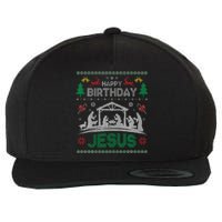 Christmas Outfit Happy Birthday Jesus Holiday Ugly Sweater Wool Snapback Cap