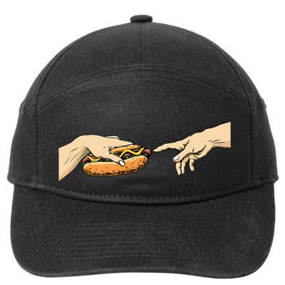 Creation Of Hot Dog Hot Dog Lover Fast Food Wiener 7-Panel Snapback Hat