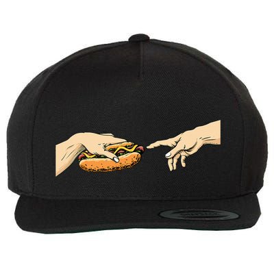 Creation Of Hot Dog Hot Dog Lover Fast Food Wiener Wool Snapback Cap
