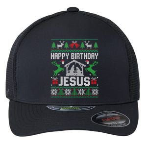 Christmas Outfit Happy Birthday Jesus Holiday Ugly Great Gift Flexfit Unipanel Trucker Cap