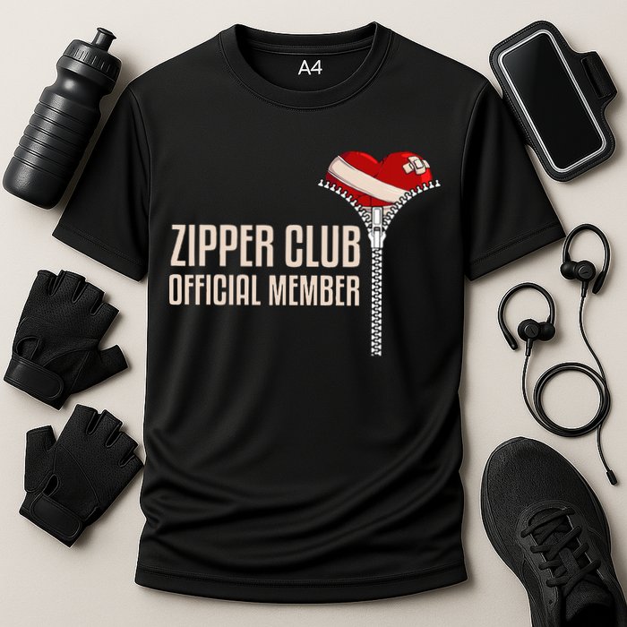 Cool Open Heart Surgery Art Zipper Club Recovery Cooling Performance Crew T-Shirt