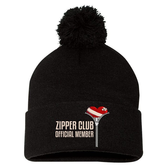 Cool Open Heart Surgery Art Zipper Club Recovery Pom Pom 12in Knit Beanie