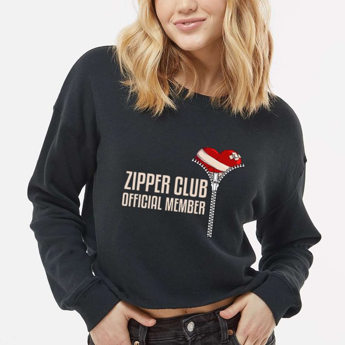 Cool Open Heart Surgery Art Zipper Club Recovery Cropped Pullover Crew