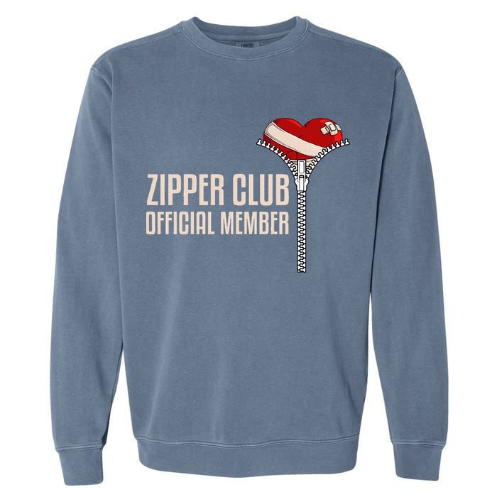 Cool Open Heart Surgery Art Zipper Club Recovery Garment-Dyed Sweatshirt