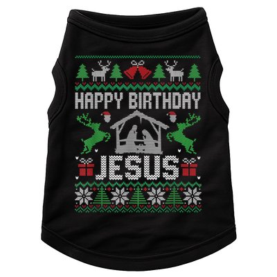 Christmas Outfit Happy Birthday Jesus Holiday Ugly Sweater Doggie Tank