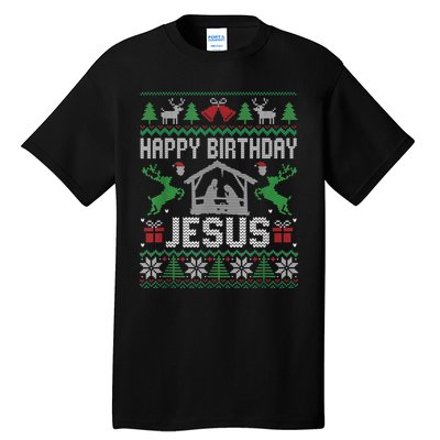 Christmas Outfit Happy Birthday Jesus Holiday Ugly Sweater Tall T-Shirt