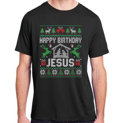 Christmas Outfit Happy Birthday Jesus Holiday Ugly Sweater Adult ChromaSoft Performance T-Shirt