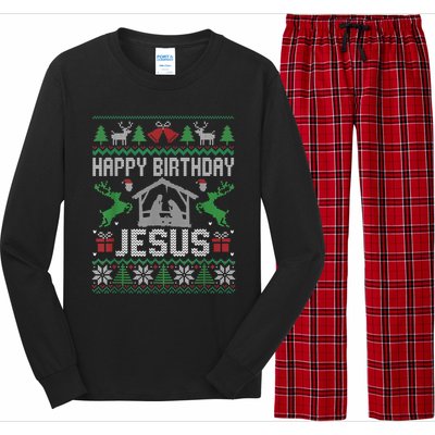 Christmas Outfit Happy Birthday Jesus Holiday Ugly Sweater Long Sleeve Pajama Set