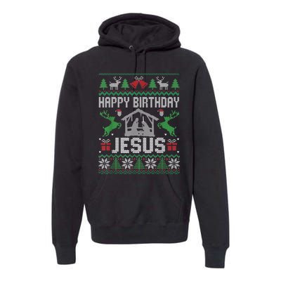 Christmas Outfit Happy Birthday Jesus Holiday Ugly Sweater Premium Hoodie