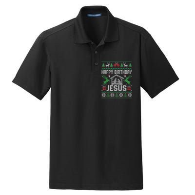 Christmas Outfit Happy Birthday Jesus Holiday Ugly Sweater Dry Zone Grid Polo