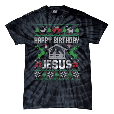 Christmas Outfit Happy Birthday Jesus Holiday Ugly Sweater Tie-Dye T-Shirt