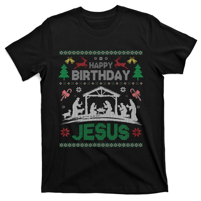 Christmas Outfit Happy Birthday Jesus Holiday Ugly Sweater T-Shirt