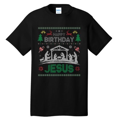 Christmas Outfit Happy Birthday Jesus Holiday Ugly Sweater Tall T-Shirt