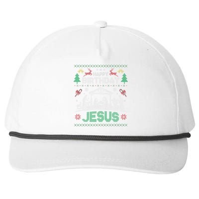 Christmas Outfit Happy Birthday Jesus Holiday Ugly Sweater Snapback Five-Panel Rope Hat