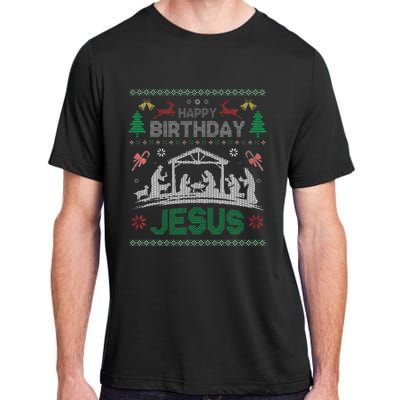 Christmas Outfit Happy Birthday Jesus Holiday Ugly Sweater Adult ChromaSoft Performance T-Shirt