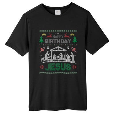 Christmas Outfit Happy Birthday Jesus Holiday Ugly Sweater Tall Fusion ChromaSoft Performance T-Shirt