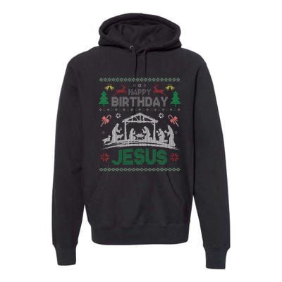 Christmas Outfit Happy Birthday Jesus Holiday Ugly Sweater Premium Hoodie