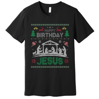 Christmas Outfit Happy Birthday Jesus Holiday Ugly Sweater Premium T-Shirt