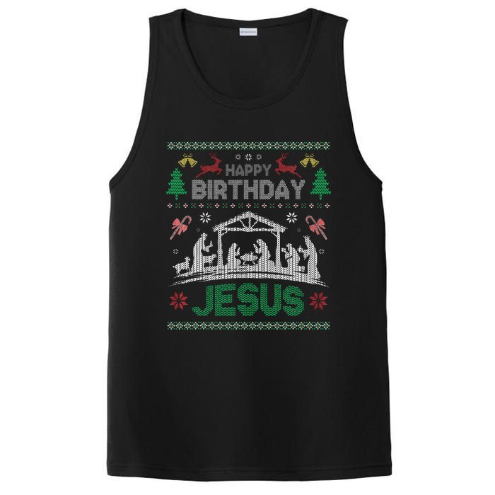 Christmas Outfit Happy Birthday Jesus Holiday Ugly Sweater PosiCharge Competitor Tank